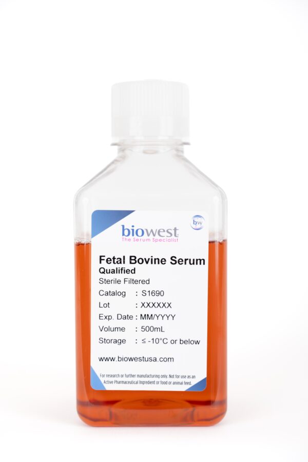 Product bottle photo of Qualified Fetal Bovine Serum 500mL